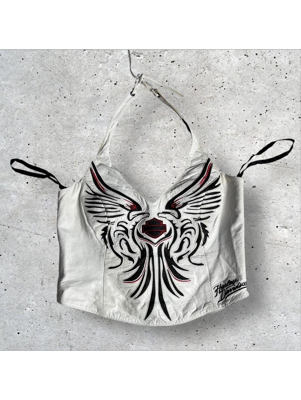 Vintage Harley Davidson Leather Corset Halter Top Size XS - Picture 1 of 9